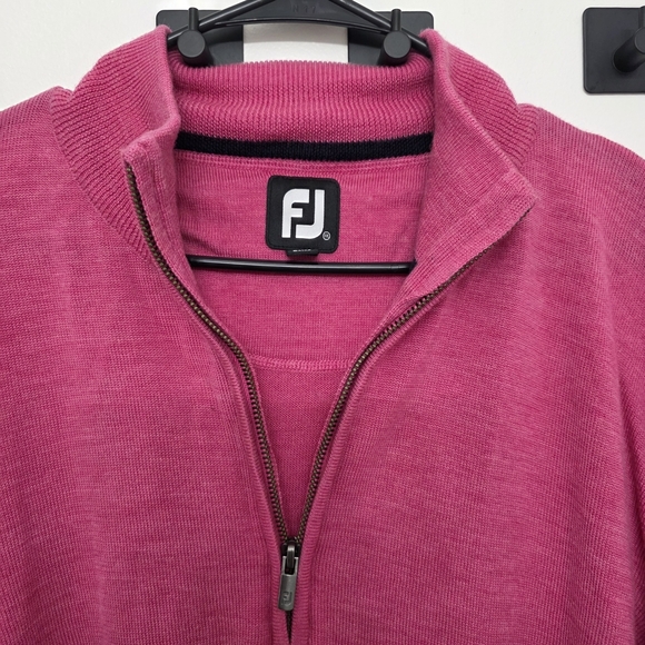 FJ Footjoy 100% Wool Pullover Sweater Mens Pink 1/4 Zip Size XXL - Picture 3 of 7